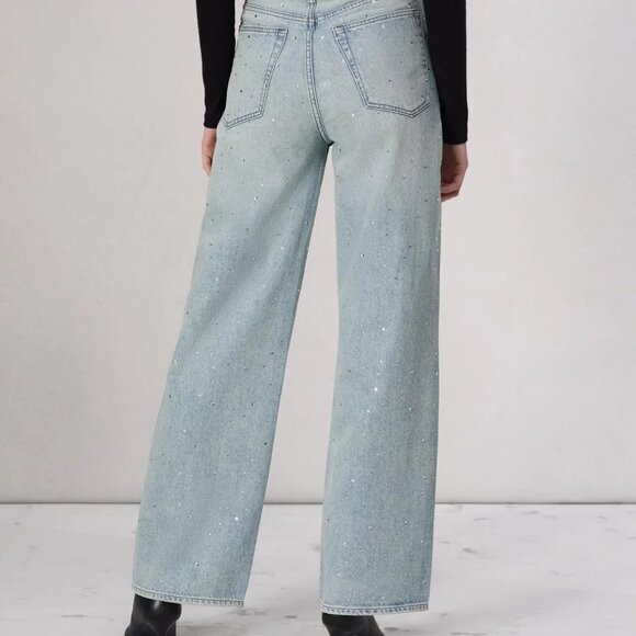 NWT Logan Bejeweled Wide-Leg Jean in Misty - Size 29 - Picture 7 of 10